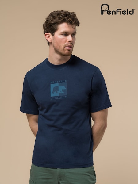 Azul - Penfield Mens Contrast Stripe Bear Graphic T-Shirt (W21794) | 42 €