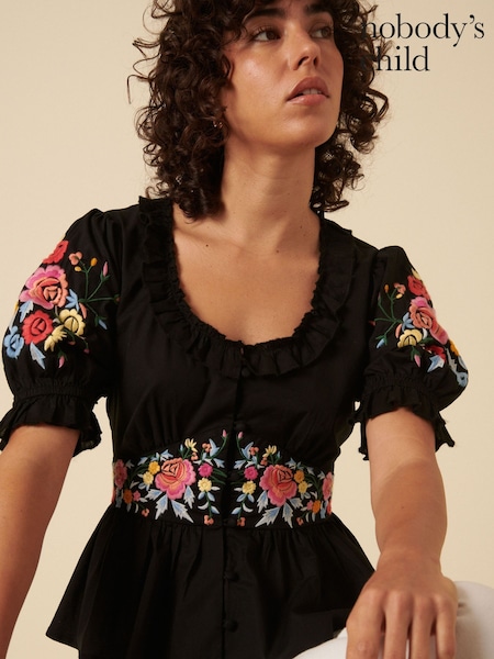 Nobodys Child Embroidered Floral Print Flossie Top (W21805) | €109