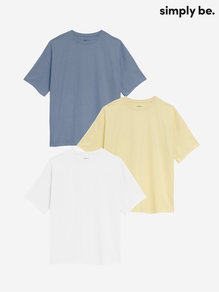 Simply Be Boyfriend 100% Cotton T-Shirts 3 Pack (W21897) | 253 LEI