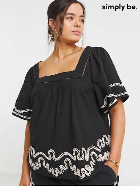 Simply Be Black Embroidered Blouse (W21901) | €45