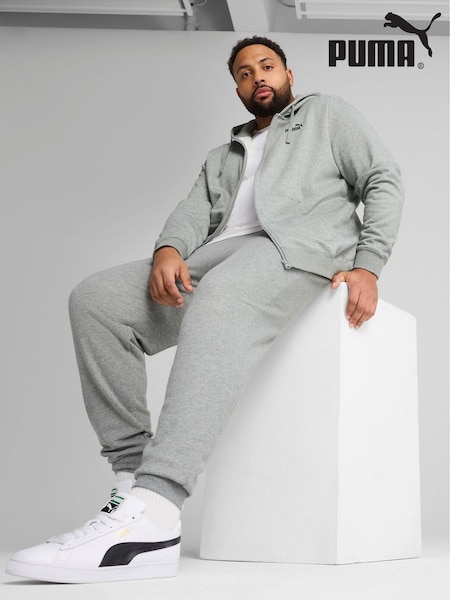 אפור - Puma Mens Essentials No 1 Logo Full-zip Hoodie (W21923) | ‏241‏₪
