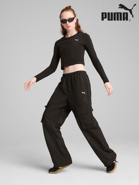 Black - Puma Womens WARDROBE ESS Longsleeve Baby T-Shirt (W21982) | 186 LEI