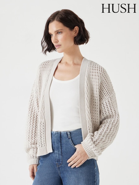 Cream - Hush Knitted Edge to Edge Stitch Cardigan (W22080) | € 118