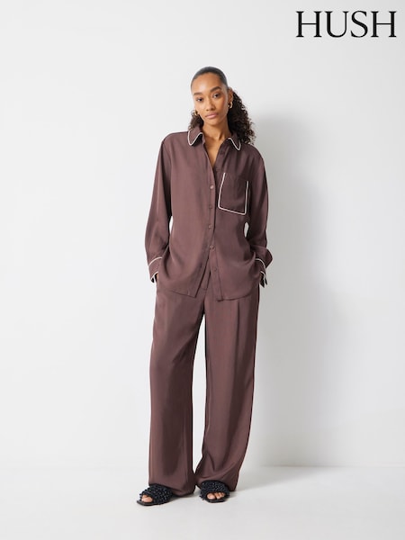 Hush Brown Kinsey Long Sleeve Piping Detailed Shirt (W22083) | 7,210 UAH