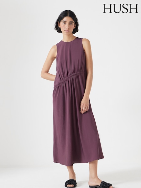 Hush Brown Sleeveless Gathered Waist Midi Dress (W22087) | €154