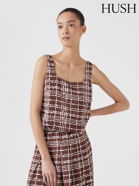 Hush Brown Square Neckline Tank Top (W22096) | €77