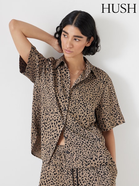 Hush Animal Printed Satin Short Sleeve Shirt (W22097) | €89