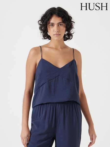 כחול  - Hush Thin Strap V-neck Camisole (W22101) | ‏251‏₪