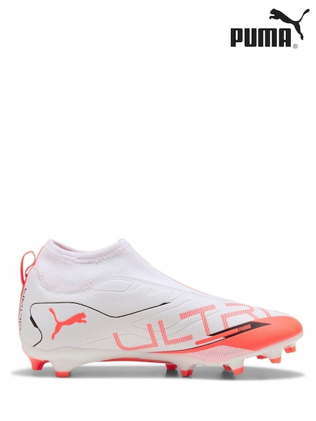 Puma White Boys ULTRA 5 MATCH+ FG/AG Laceless Football Boots (W22195) | €80