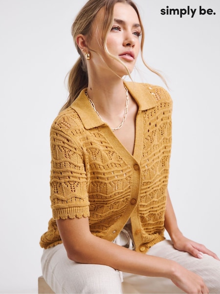 Simply Be Collared Crochet Cardigan (W22242) | ‏161‏₪