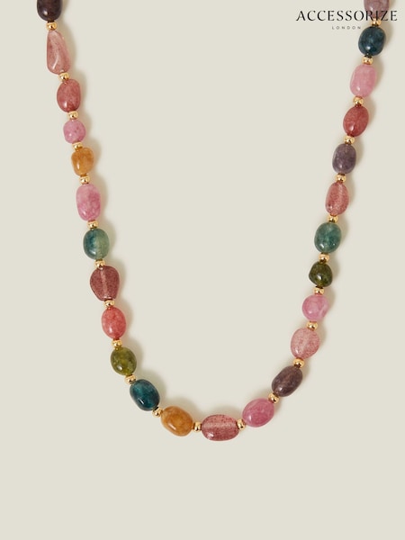 Accessorize 14ct Plated Tourmaline Pebble Necklace (W22260) | € 32