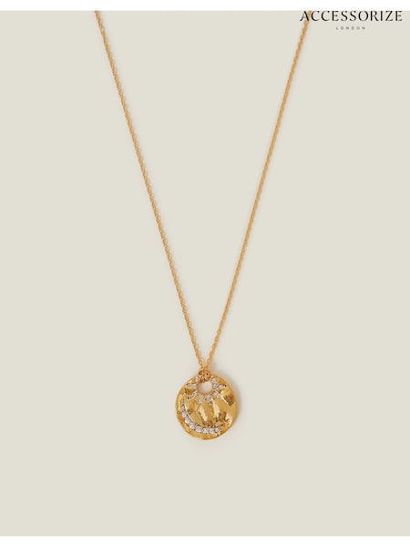 Accessorize Gold Tone 14ct Plated Celestial Diamante Pendant Necklace (W22266) | €25