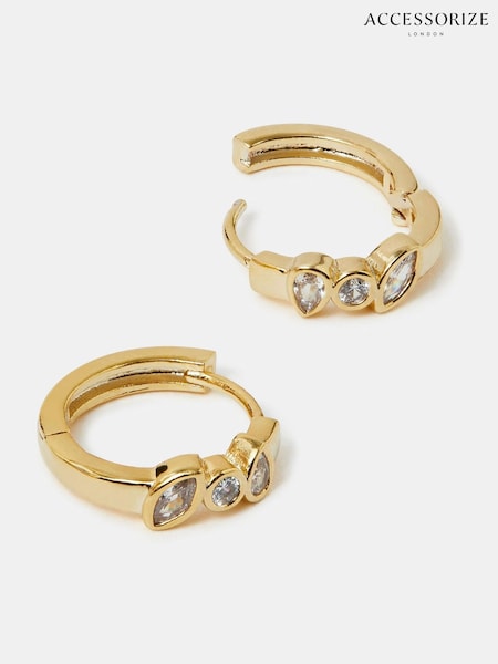 Accessorize 14ct Pear Sparkle Hoop Earrings (W22267) | ‏85‏₪