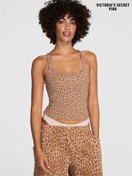 Victoria's Secret PINK Brown Leopard Square Neck Sports Bra (W22274) | €40