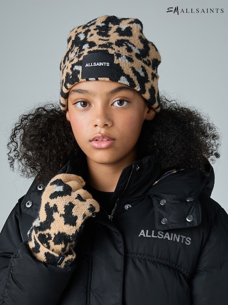 smALLSAINTS Leopard Pom Hat and Gloves Set (W22301) | €34
