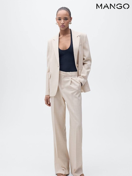 Mango Cream Straight Fit Suit Trousers (W22338) | €66