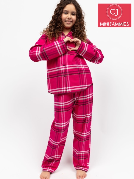 Cyberjammies Pink Minijammies Long Sleeve Check 100% Cotton Pyjamas Set (W22343) | €32