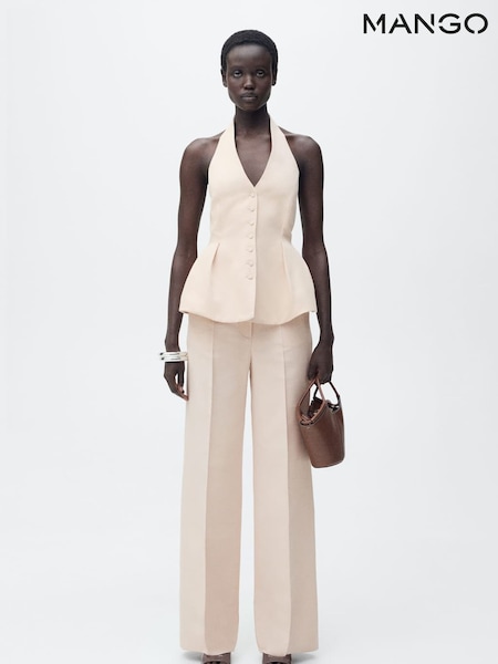 Mango Cream Pleated Halter Neck Waistcoat (W22351) | €27