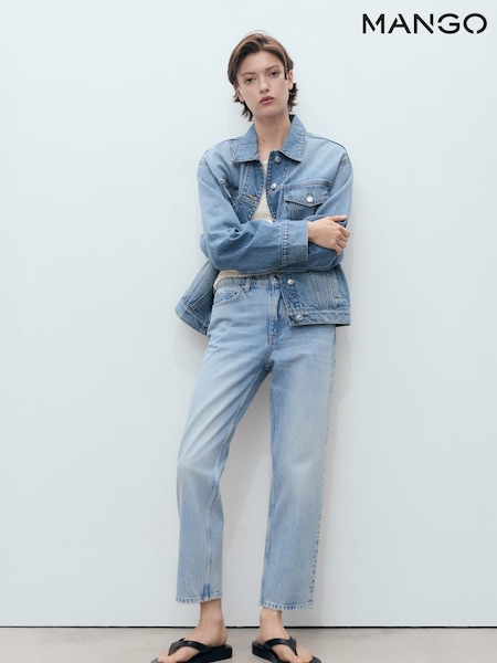 Mango Blue Mid Rise Straight Jeans (W22353) | €51
