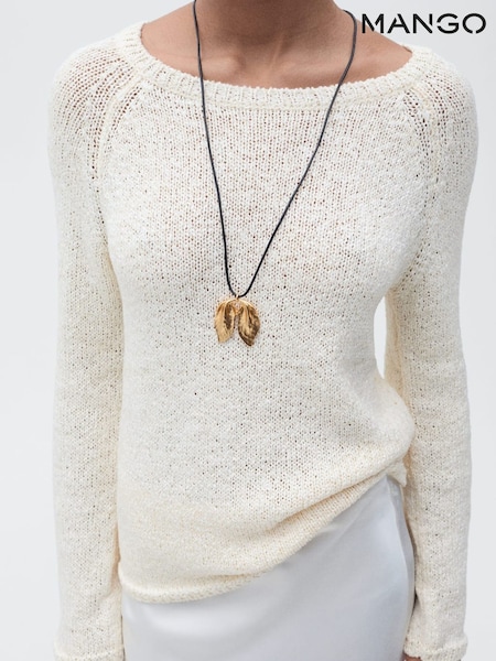 Mango Cream Round Neck Crochet Sweater (W22355) | €63
