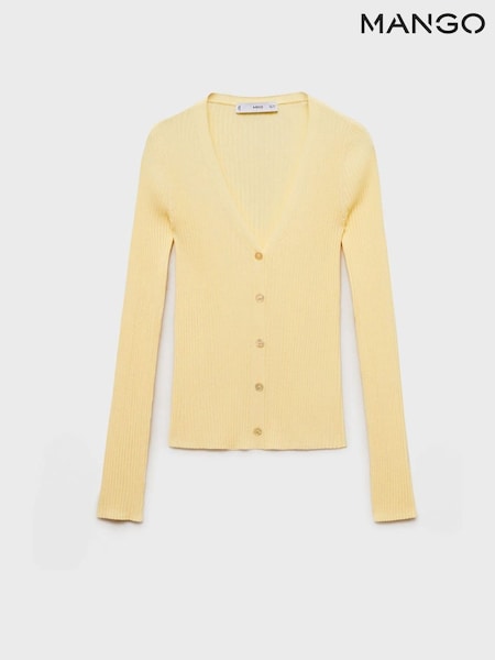 Mango Buttermilk Yellow Ribbed Cardigan (W22366) | €45