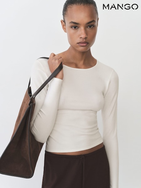 Mango Cream Fine Knit Fitted Top (W22369) | €33