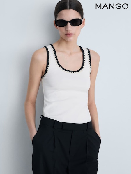 Mango White Contrasting Trim Vest Top (W22370) | €25