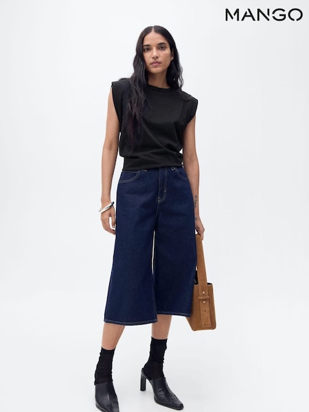 Mango Black Short-Sleeved Cotton Tank Top (W22391) | €20