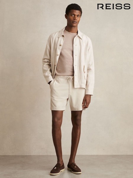 Reiss Stone Newmark Textured Drawstring Shorts (W22488) | AZN 221
