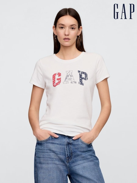 Alb/Albastru marin - Tricou cu logo gap și logo Mânecă scurtă Tricou la baza gâtului (W22516) | 104 LEI