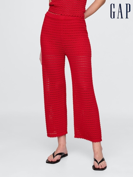 Gap Red 100% Cotton Crochet Ankle Trousers (W22524) | €52