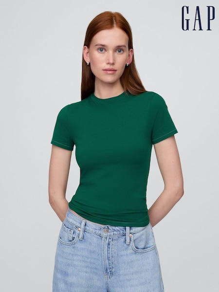 Verde - Gap CloseKnit Jersey Mânecă scurtă Guler rotund Tricou (W22529) | 104 LEI