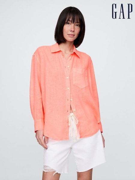 Gap Orange 100% Linen Oversized Shirt (W22535) | €86