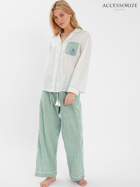 Accessorize Dandelion Stripe Print 100% Cotton Pyjamas Set (W22572) | 69 €