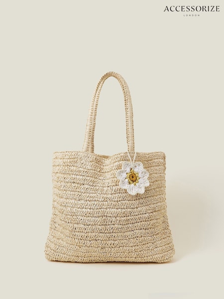 Accessorize Natural Raffia Daisy Shopper Bag (W22580) | €58