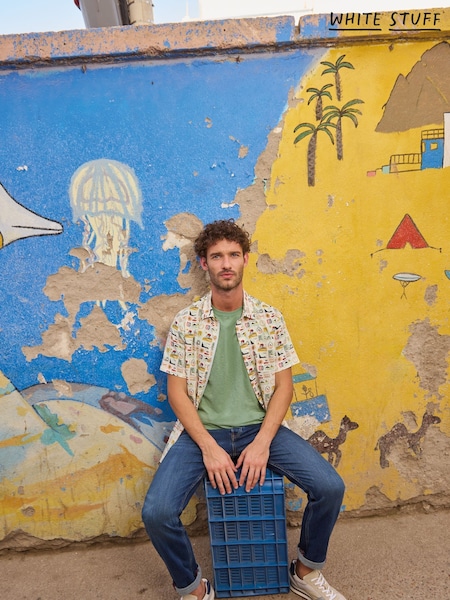 White Stuff Natural Finsbury Travel 100% Cotton Printed Shirt (W22619) | €64