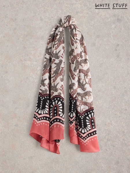 White Stuff Lucinda Leopard Print Border Scarf (W22643) | €39