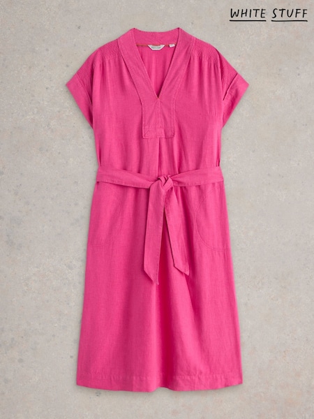White Stuff Pink Marianne Linen Blend Dress (W22660) | €102
