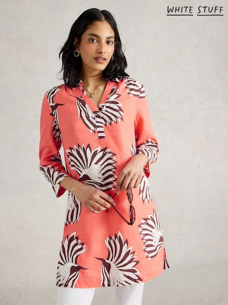 White Stuff Pink Dark Blake 100% Linen Tunic (W22662) | $131