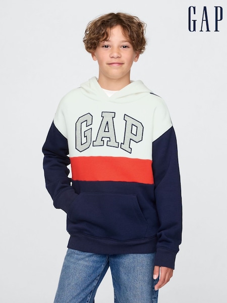Gap White Relaxed Logo Colourblock Hoodie (4-13yrs) (W22687) | €29
