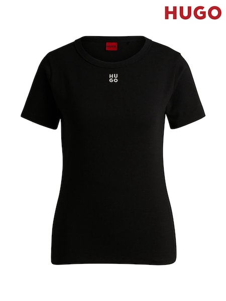 HUGO Black Deloris Stacked Logo T-Shirt (W22694) | R$ 445