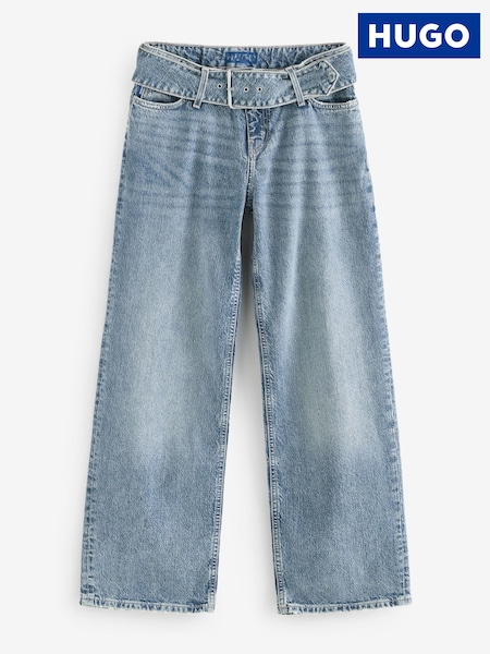 HUGO Blue Relaxed Fit Glory Mid Wash Denim Jeans (W22696) | R$ 1.375