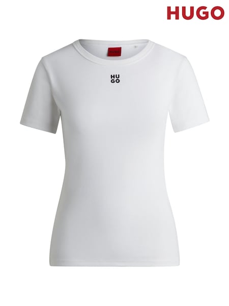HUGO White Deloris Stacked Logo T-Shirt (W22697) | R$ 445
