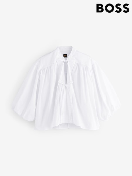 BOSS White Bales Puff Sleeve Blouse (W22700) | €197
