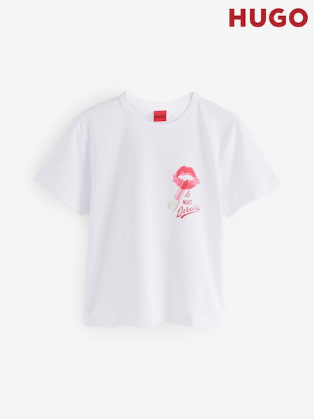 Branco - HUGO Destrel Graphic Print T-Shirt (W22703) | R$ 585