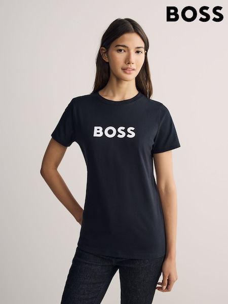 Negru - BOSS Large Slim Fit Logo T-shirt (W22716) | 335 LEI