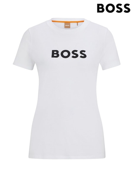 BOSS White Large Slim Fit Logo T-shirt (W22721) | €58