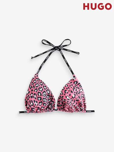 HUGO Pink Print Triangle Bikini Top (W22725) | AED285