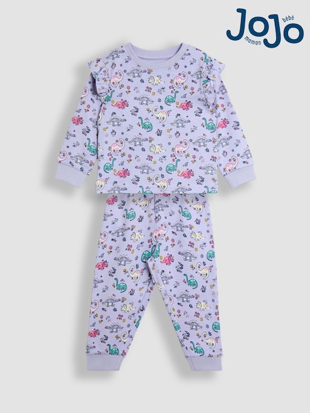 JoJo Maman Bébé Lilac Dino Print Glow In The Dark Jersey Pyjamas (W22739) | €29