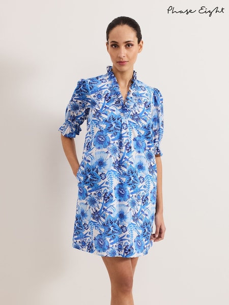 Phase Eight Blue Azelia 100% Cotton Dress (W22765) | ₪448